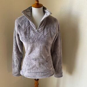 North Face Women’s Mossbud Acadia 1/4 Zip Fleece Pullover Grey Size S Sweater